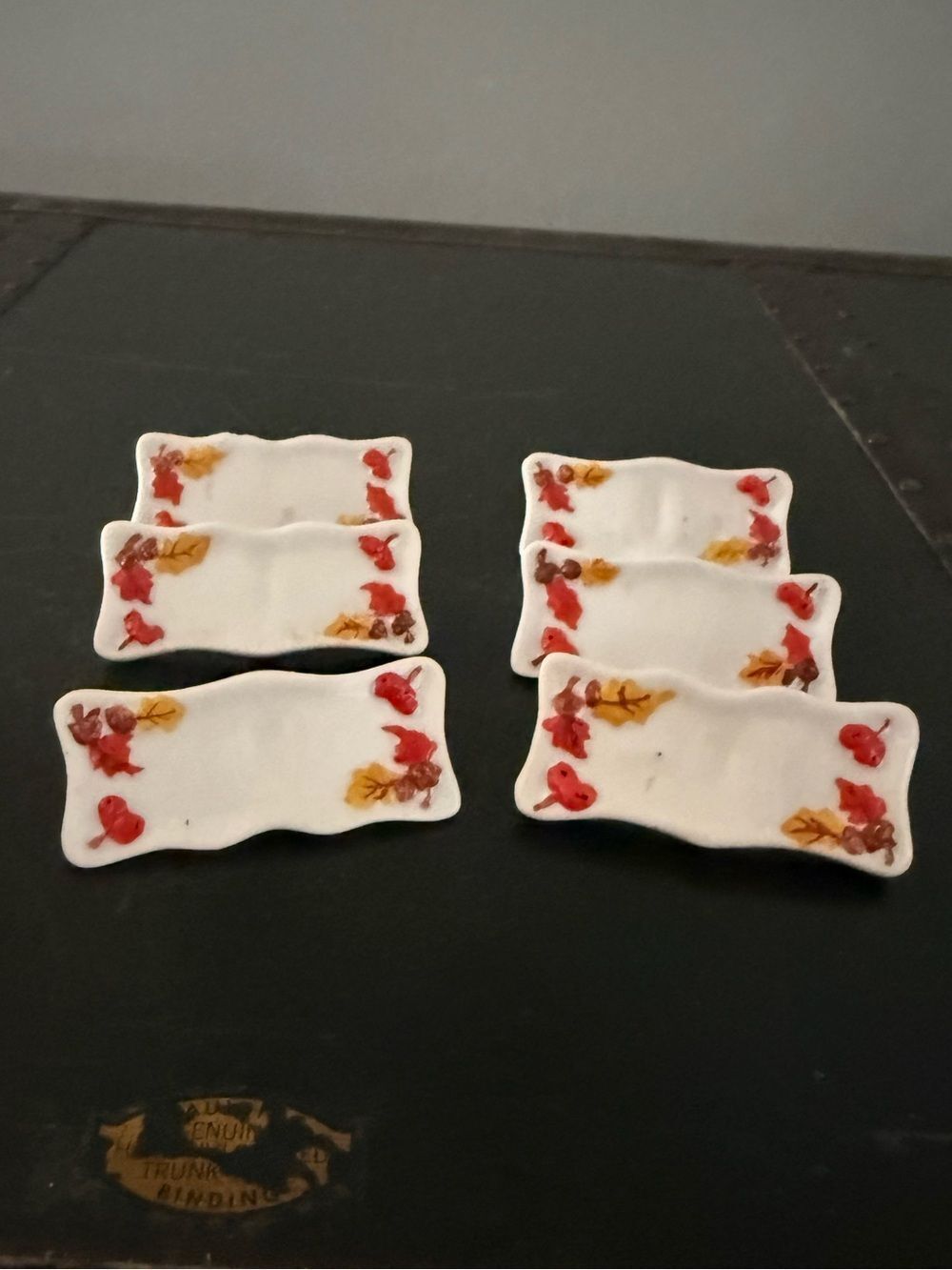 6 Vintage Porcelain Table Seating Name Placement Markers Autumn Thanksgiving